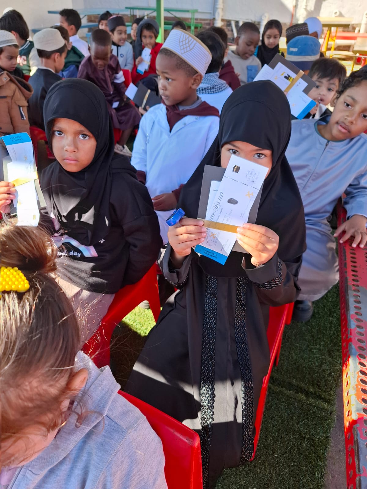 Students expressing happiness and unity